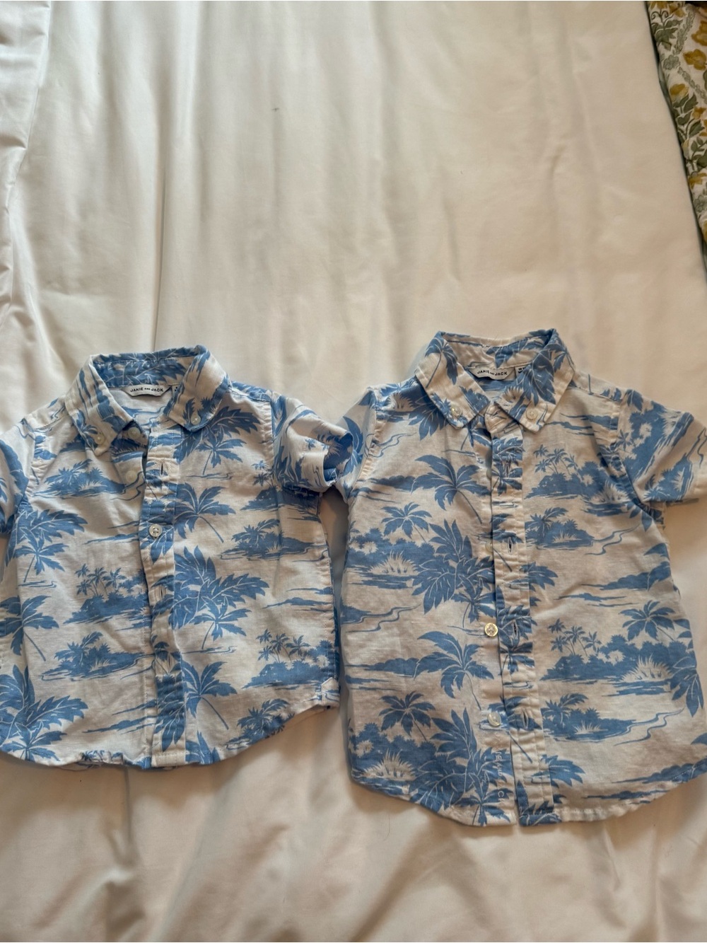 Janie and Jack, summer Hawaiian print blue button down shirt bundle for brother